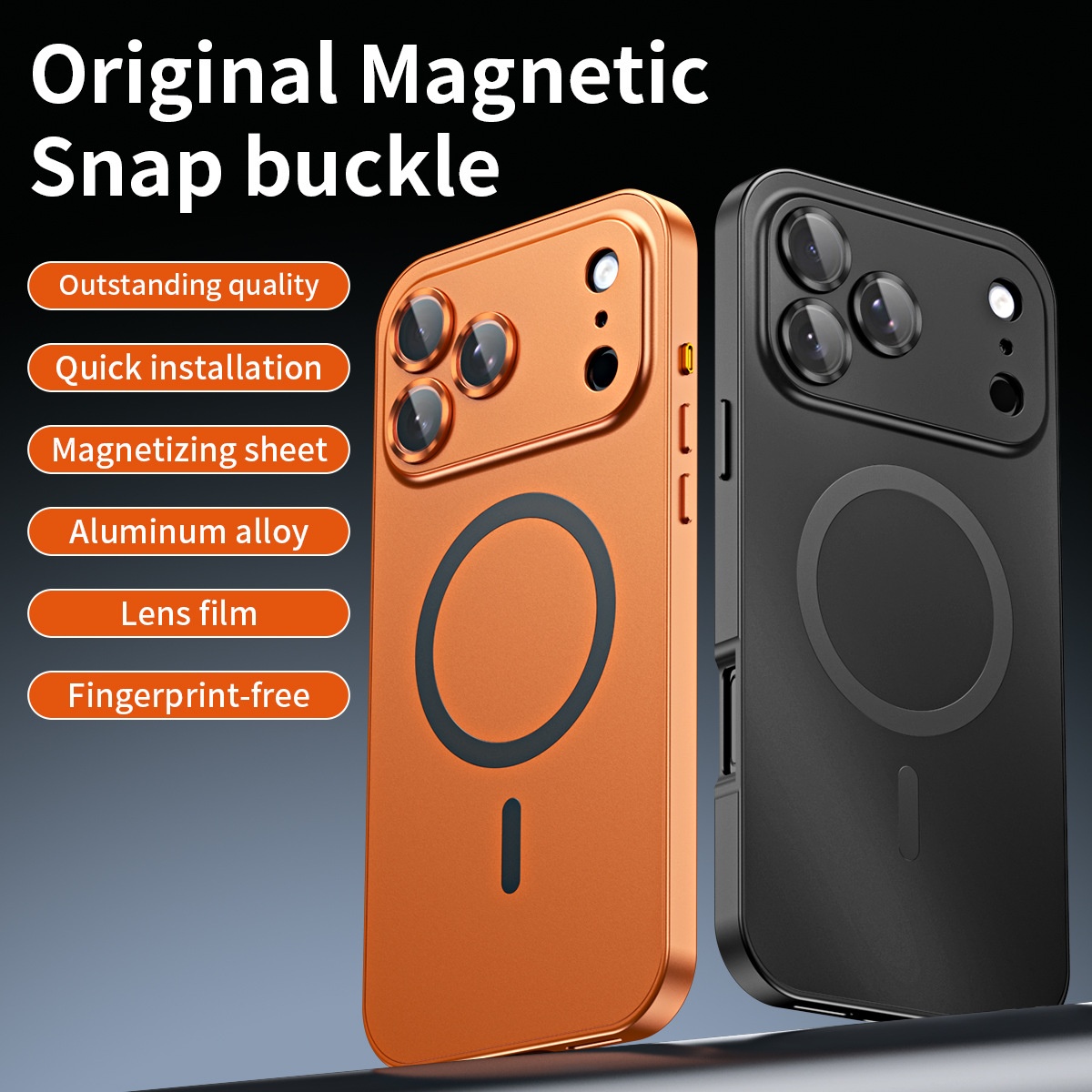 Snap-on Magnetic Phone Case With Metal Frame Drop-proof Protective Cover