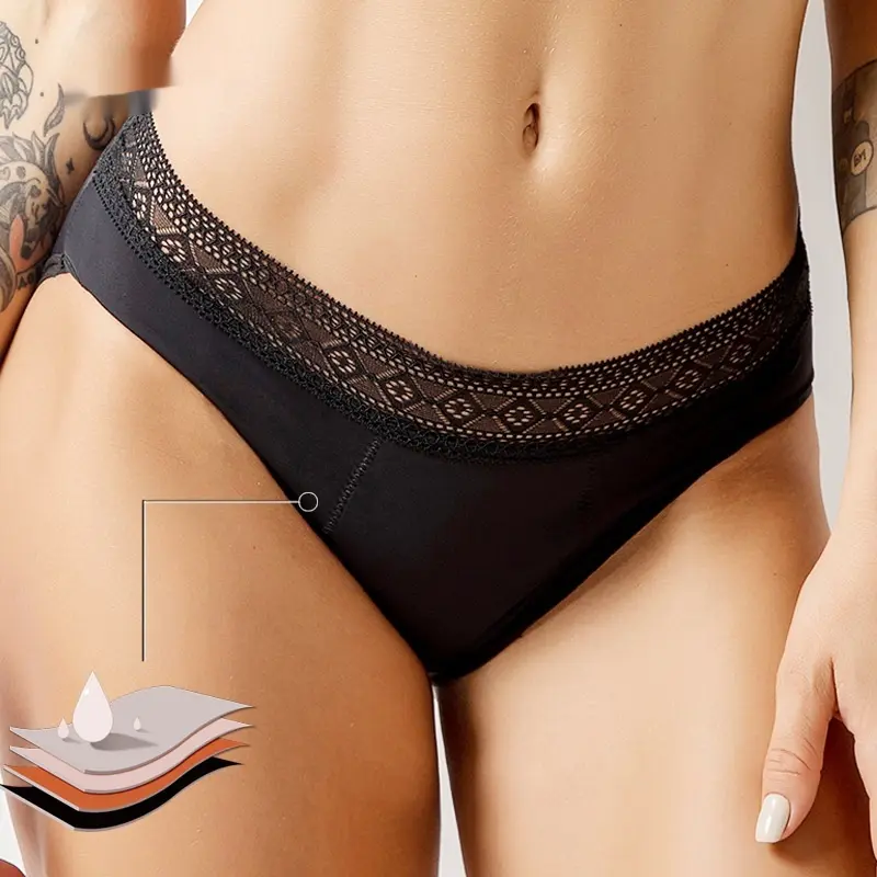 Womens Lace Four-Layer Leak-Proof Sanitary Pad Underwear