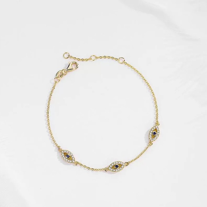 S925 Sterling Silver High-End Blue-Eyed Diamond-Encrusted Bracelet