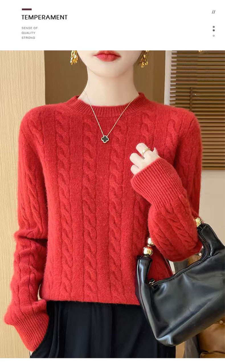 Loose And Sweet Cable-knit Crewneck Sweater Loose And Sweet Cable-knit Crewneck Sweater
