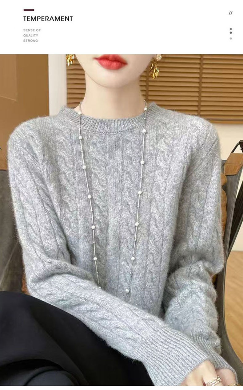 Loose And Sweet Cable-knit Crewneck Sweater Loose And Sweet Cable-knit Crewneck Sweater