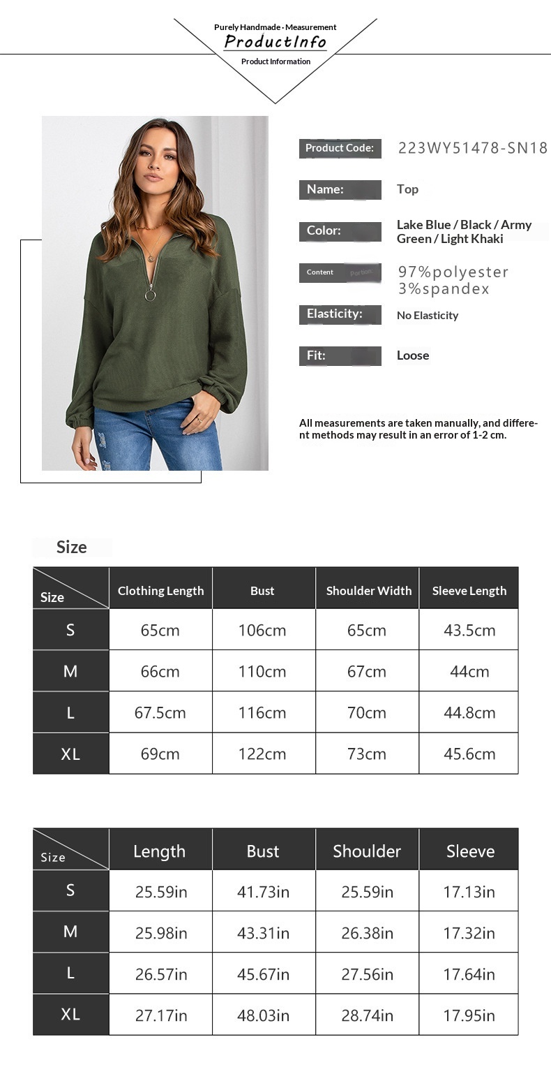 Loose Fit V-Neck Pullover Sweatshirt for Women - Solid Color Loose Fit V-Neck Pullover Sweatshirt for Women - Solid Color