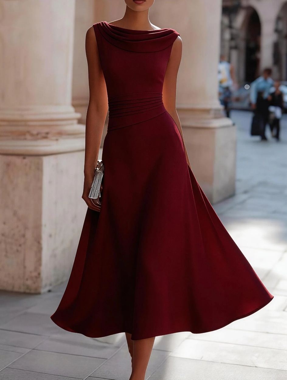 Elegant Party Unique Chiffon Boat-Neckline Dress For Women