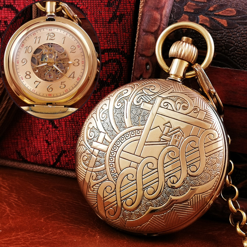 All-copper Fully Mechanical Pocket Watch