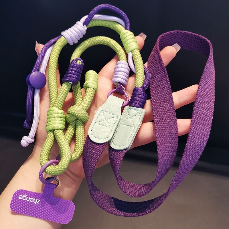 Long Crossbody Color-Block Woven Phone Lanyard