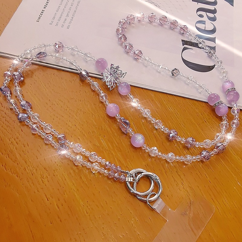 Fashionable All-Match Travel Crossbody Chain Crystal Butterfly Beaded Phone Lanyard