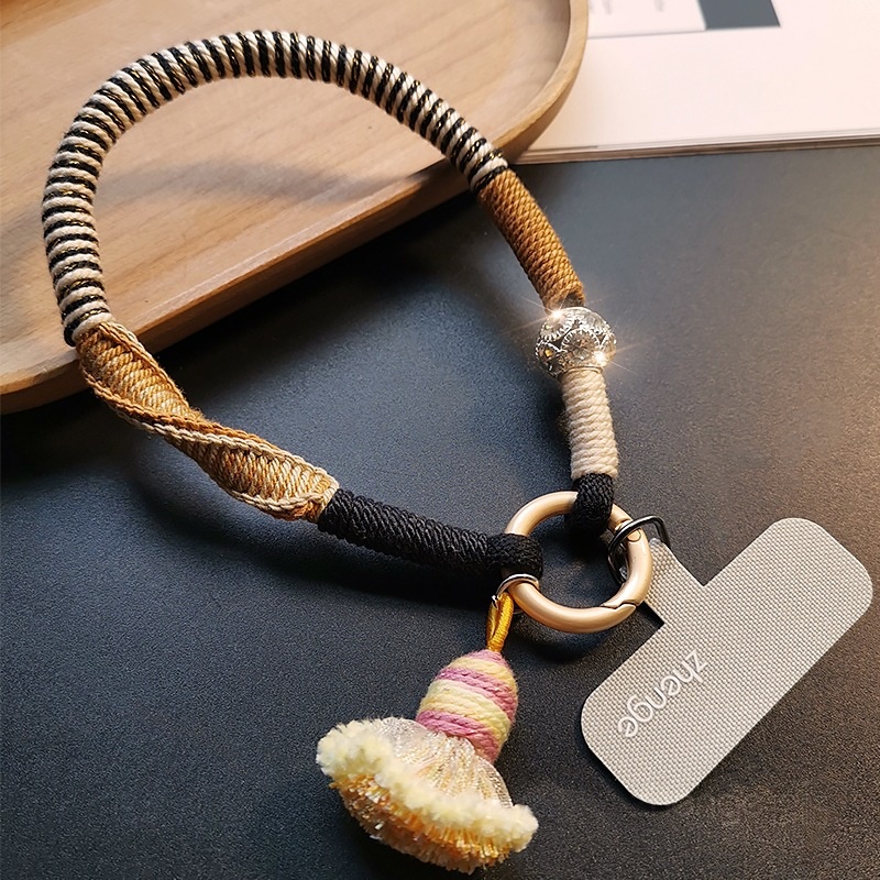 Contrast-color Tassel Pendant Hand-woven Sturdy And Durable Phone Lanyard