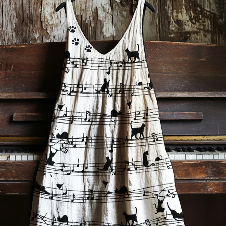 Women's Sleeveless Round Neck 3D Printed Dress