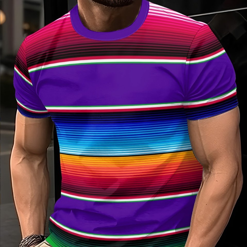 Men's 3D Digital Print Crewneck Short-Sleeve T-Shirt