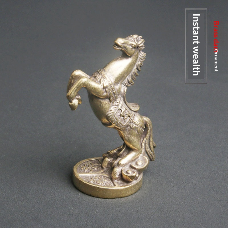 Retro Brass Galloping Horse Stepping on Ingot