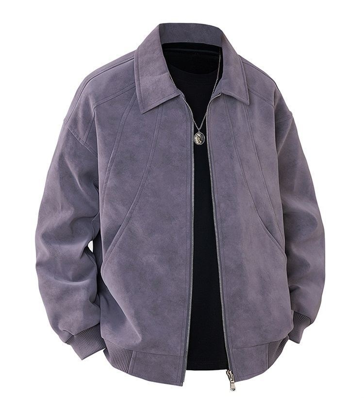 Slim Fit Suede Lapel Workwear Jacket for Young Adults Slim Fit Suede Lapel Workwear Jacket for Young Adults