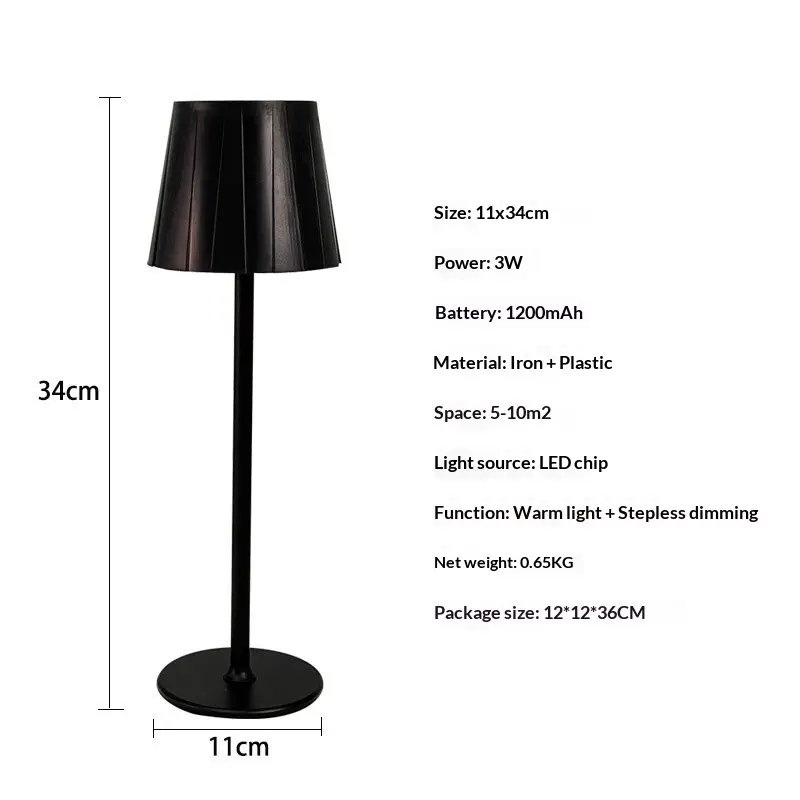 Iron Art Simple Table Lamp LED Rechargeable Decorative Light