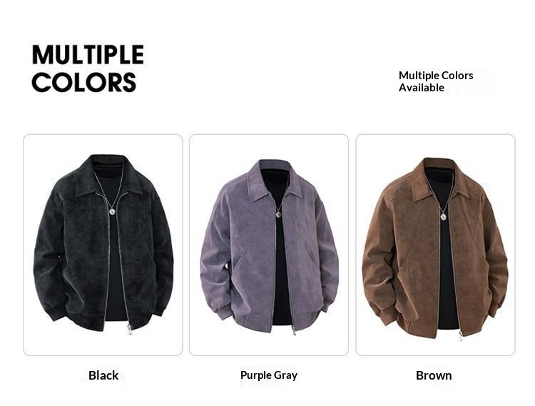 Slim Fit Suede Lapel Workwear Jacket for Young Adults Slim Fit Suede Lapel Workwear Jacket for Young Adults