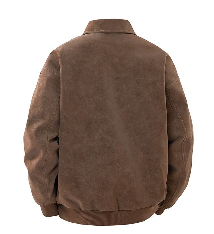 Slim Fit Suede Lapel Workwear Jacket for Young Adults Slim Fit Suede Lapel Workwear Jacket for Young Adults