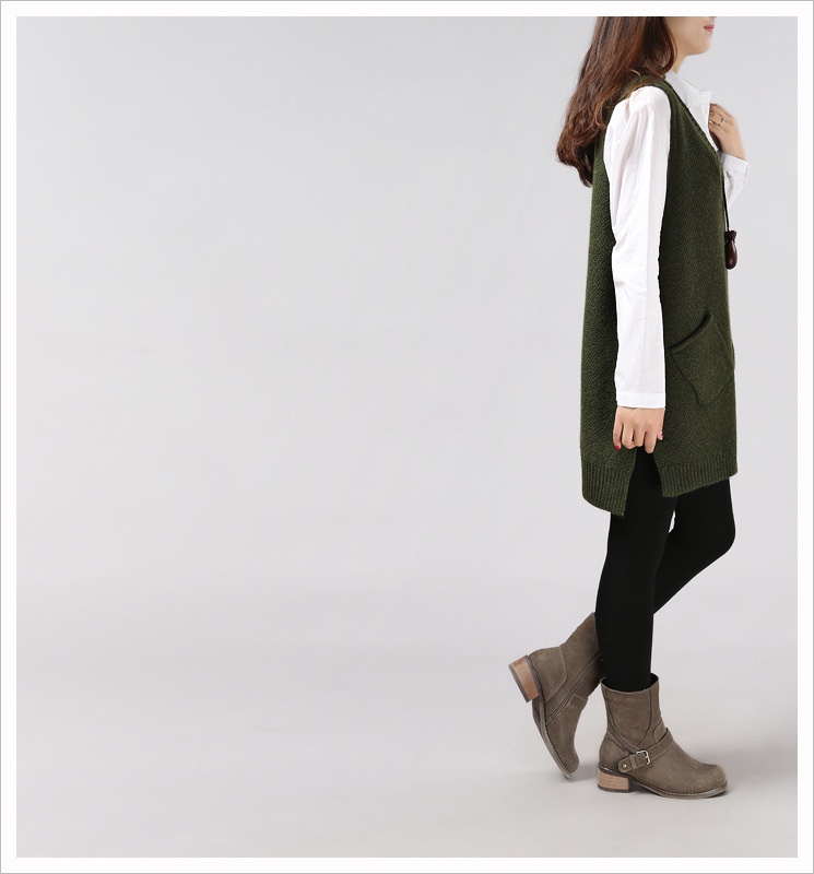 Loose Slimming Versatile Plus-Size V-Neck Knitted Sweater Vest For Women