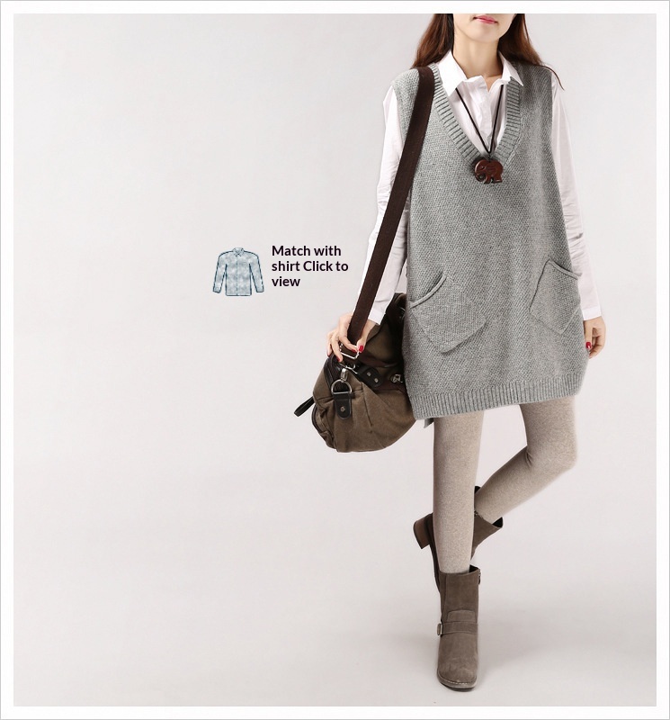 Loose Slimming Versatile Plus-Size V-Neck Knitted Sweater Vest For Women
