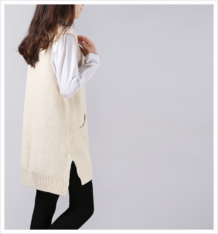 Loose Slimming Versatile Plus-Size V-Neck Knitted Sweater Vest For Women