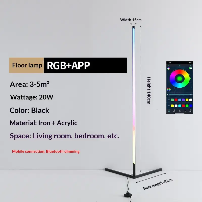 Wall Corner Light Controlled Via A Smartphone App In The Bedroom