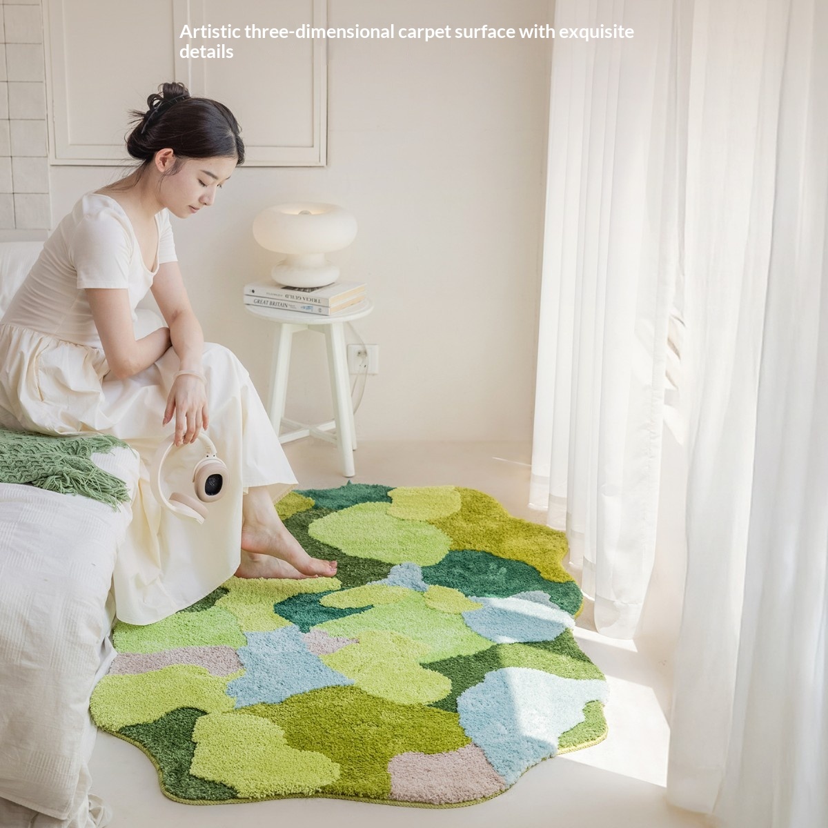 Kids Room Rug Living Room Green Forest-Style Mossy For Boys