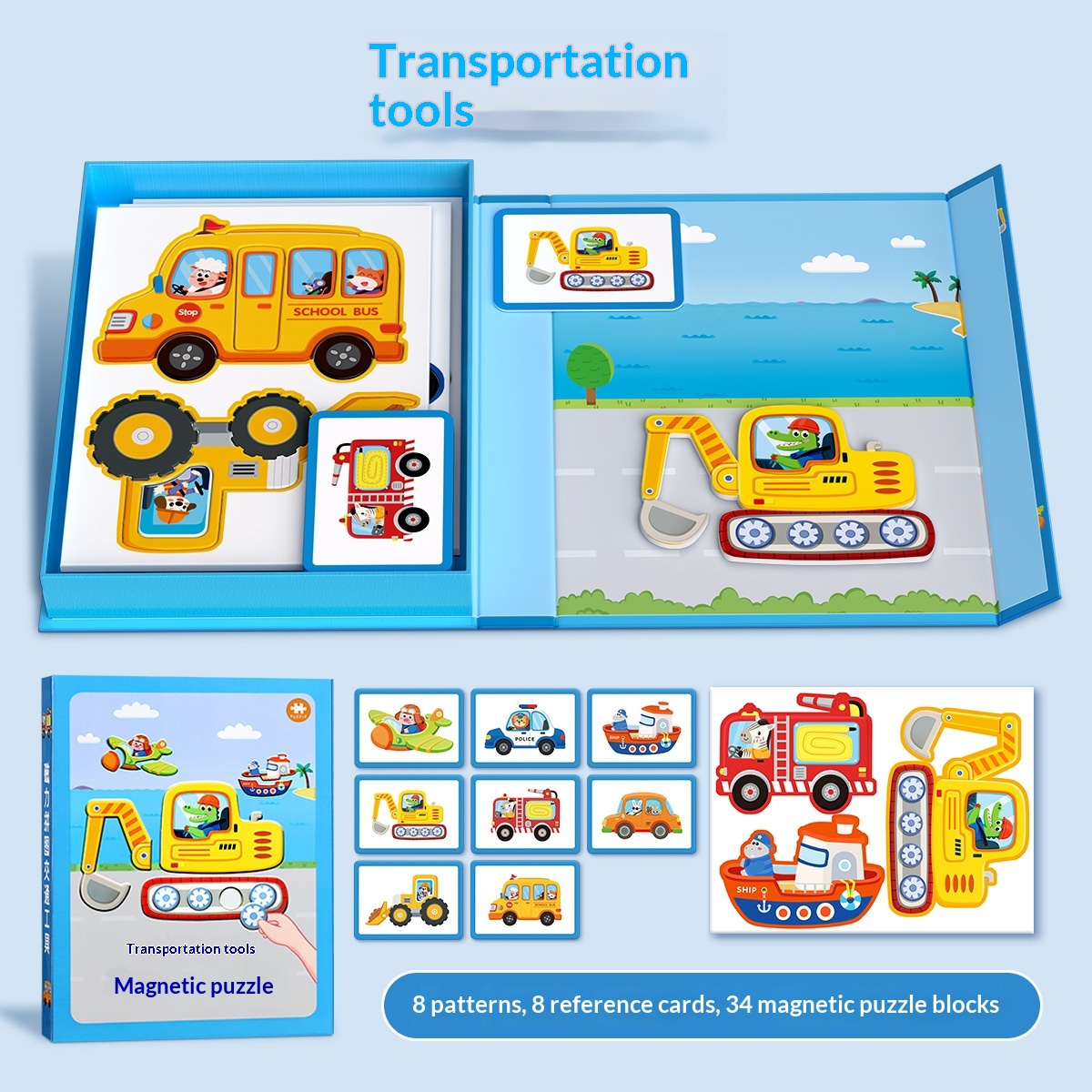 Puzzle magnétique à visages pour enfants — Jeu éducatif 240×180 mm 3
