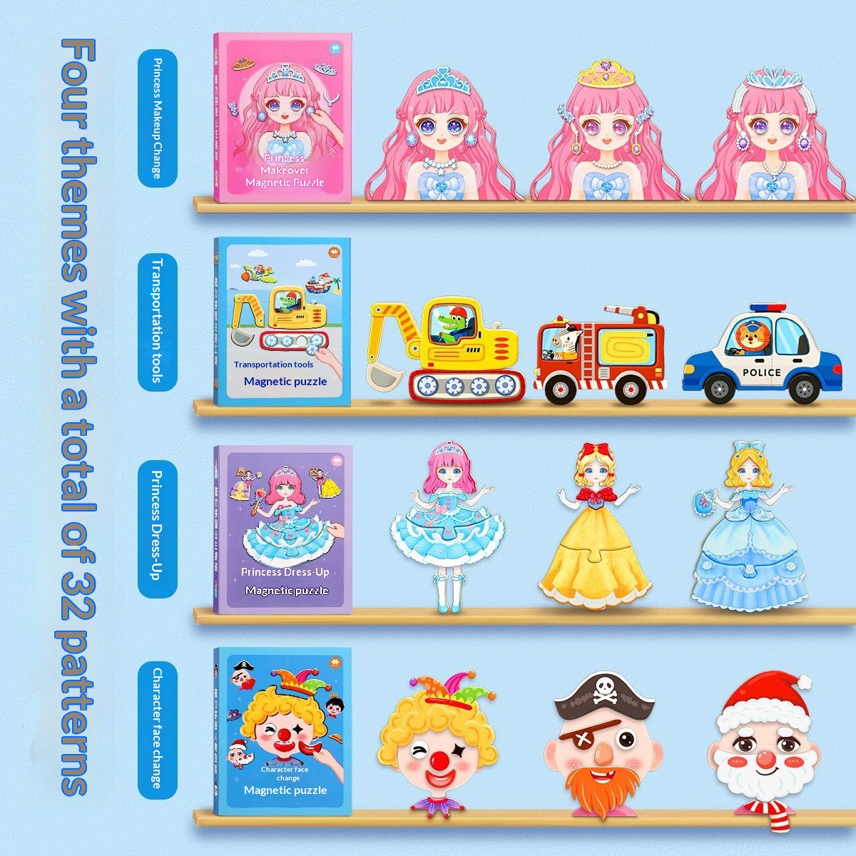 Puzzle magnétique à visages pour enfants — Jeu éducatif 240×180 mm 4