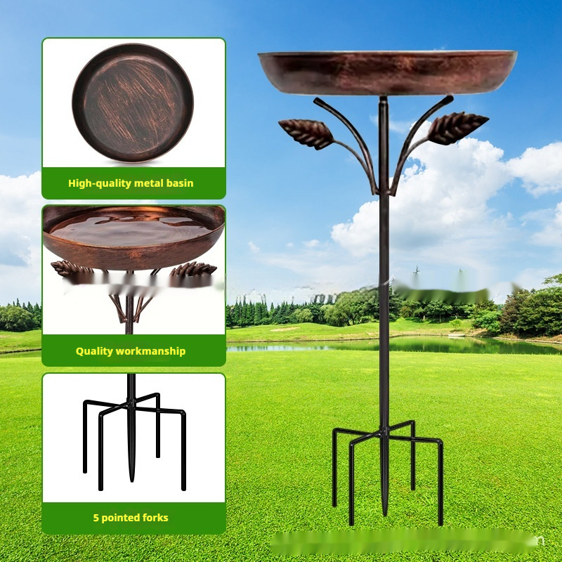 Retro Iron Art Decorative Bird Feeding Watering And Bathing Basin
