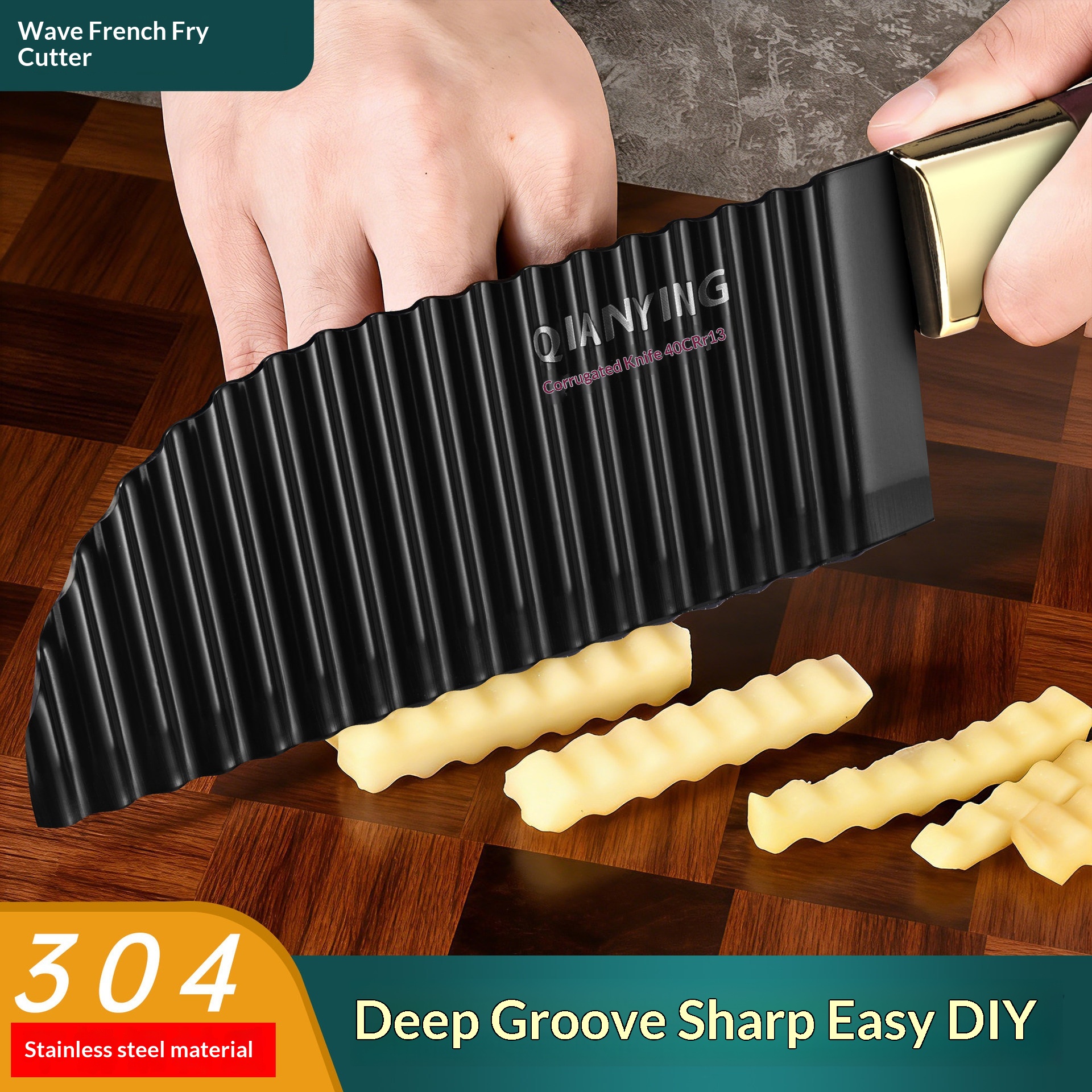 304 Wolf Tooth Potato Cutter Wavy Blade Commercial Use