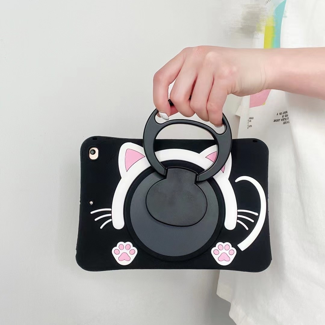 Rotating Stand Cartoon Cat Face Tablet Case