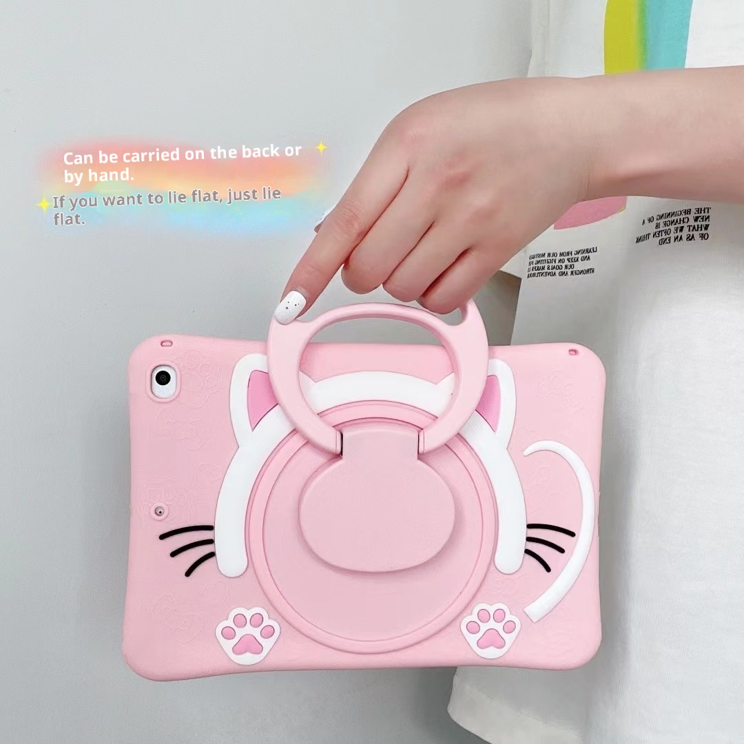 Rotating Stand Cartoon Cat Face Tablet Case