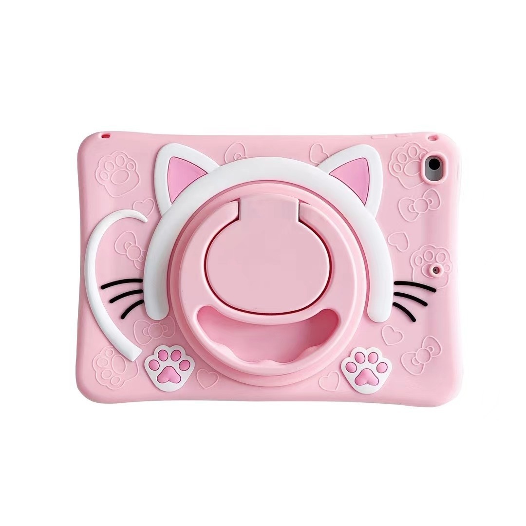 Rotating Stand Cartoon Cat Face Tablet Case
