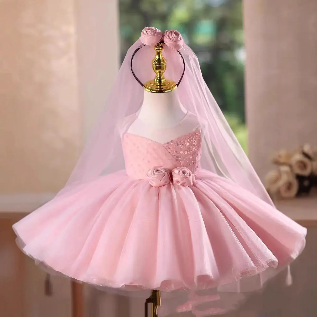 Childrens Internet-Famous 3D Flower French Princess Dress