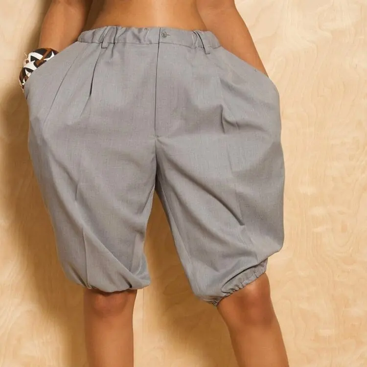 Plus Size Business Casual Black Casual Pocket Jogging Shorts