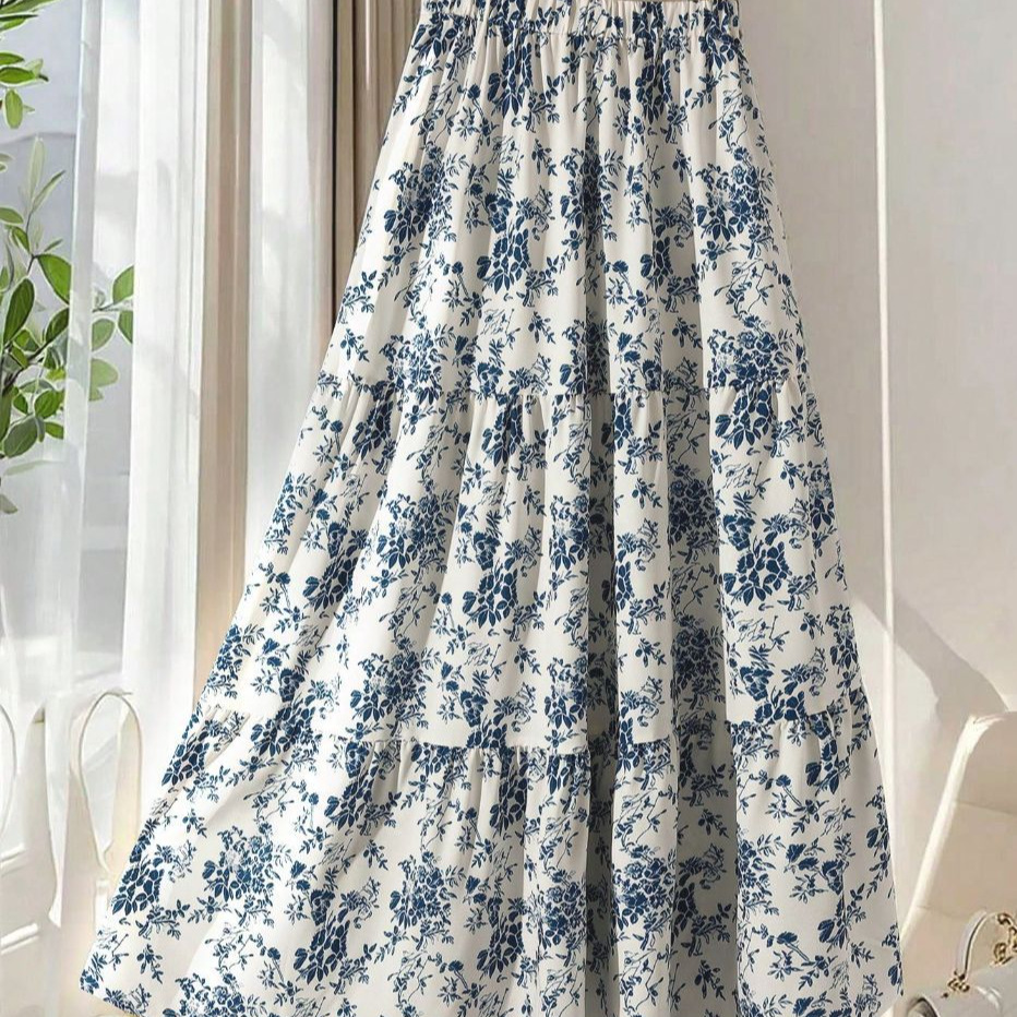 Floral Print High-Waisted A-Line Skirt for Women Floral Print High-Waisted A-Line Skirt for Women