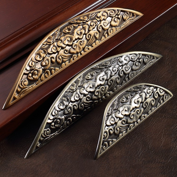 New Chinese-style Cabinet Door Handles Pair Of Antique-bronze Style