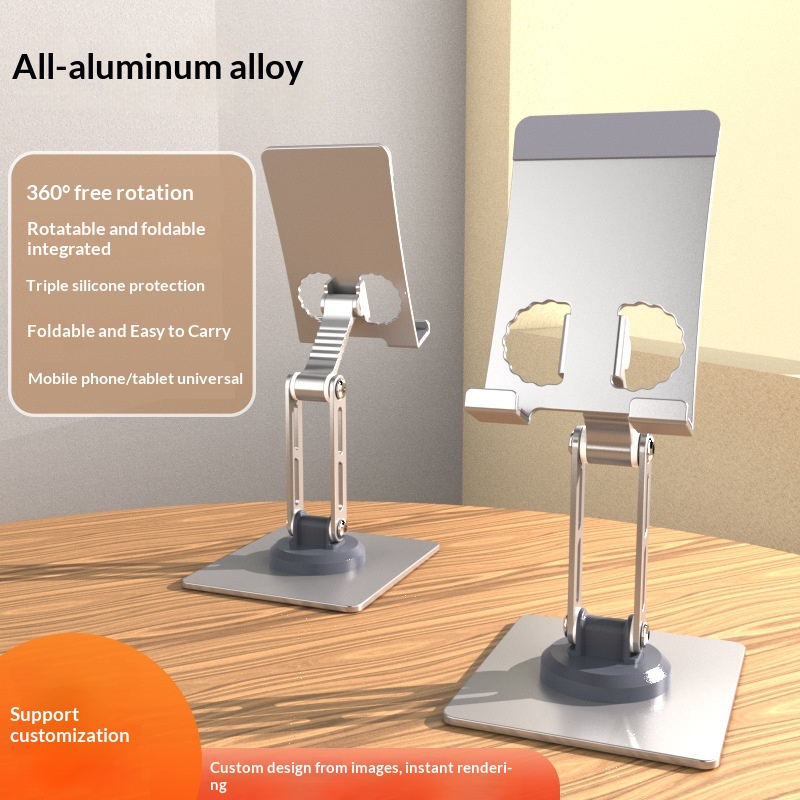 Desktop Aluminum Alloy Tablet And Phone Stand With Rotating And Folding Design