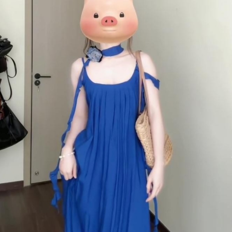 Beach Sandal-strapped Casual Long Dress For Women