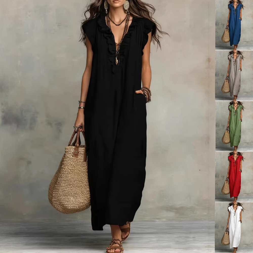 suve rüffeldress taskutega, naiste elegantsed kleidid