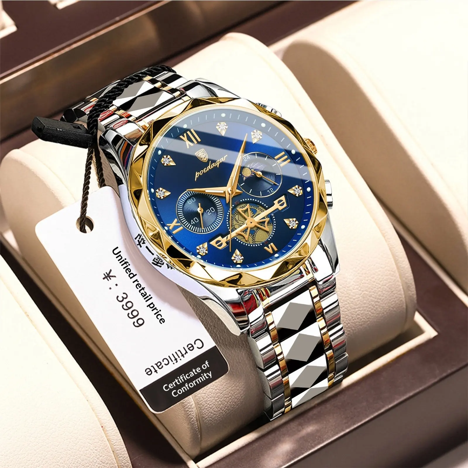 Mens Waterproof Luminous Multifunctional Fashion Watch
