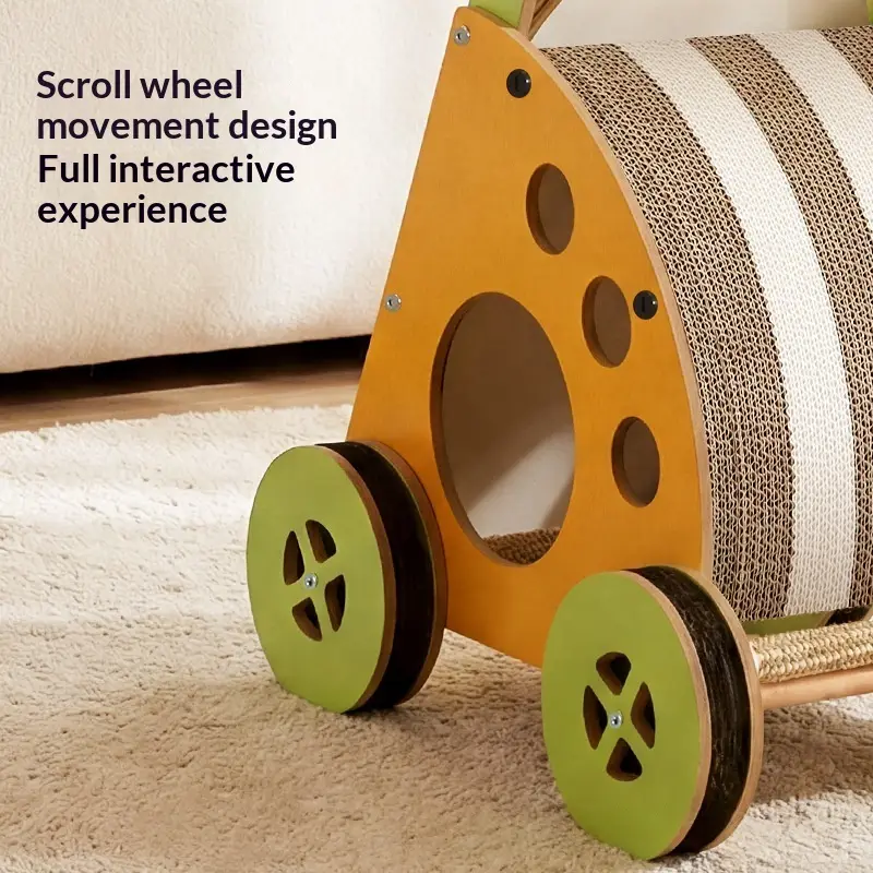 Pet Stroller With A Scratching Post Toy To Keep Your Cat Entertained