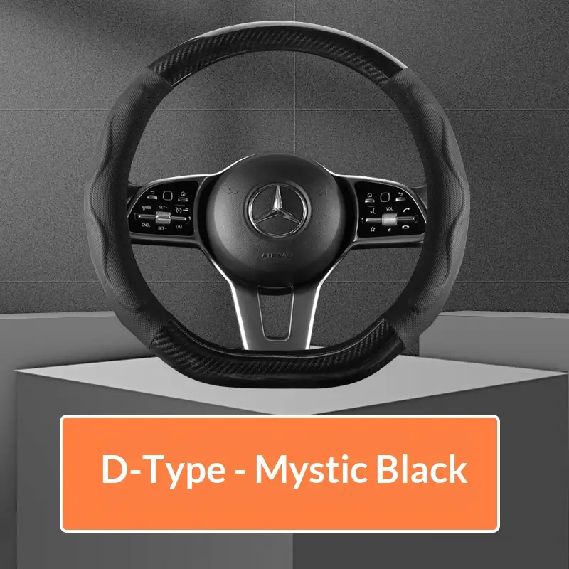 New Wave All-Leather Carbon Fiber Car Steering Wheel Cover