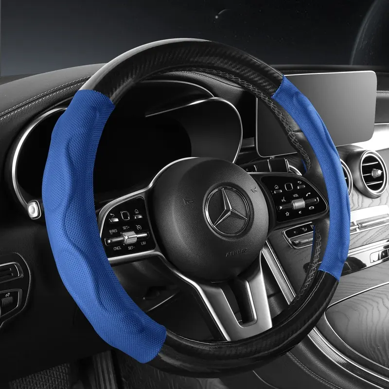New Wave All-Leather Carbon Fiber Car Steering Wheel Cover