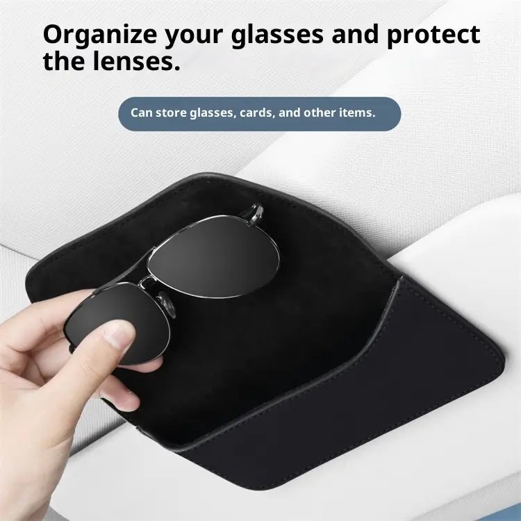 Suede Eyeglass Case Glasses Pouch Slant-Top Leather Sunglasses Bag Organizer