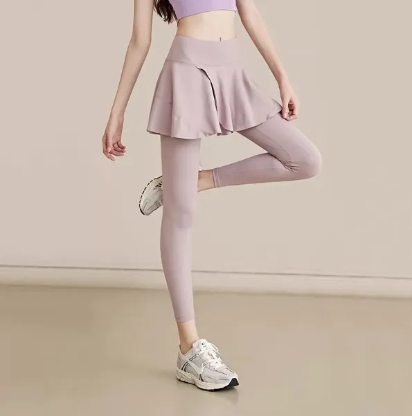 High-waisted Butt-lifting Faux Two-piece Yoga Pants