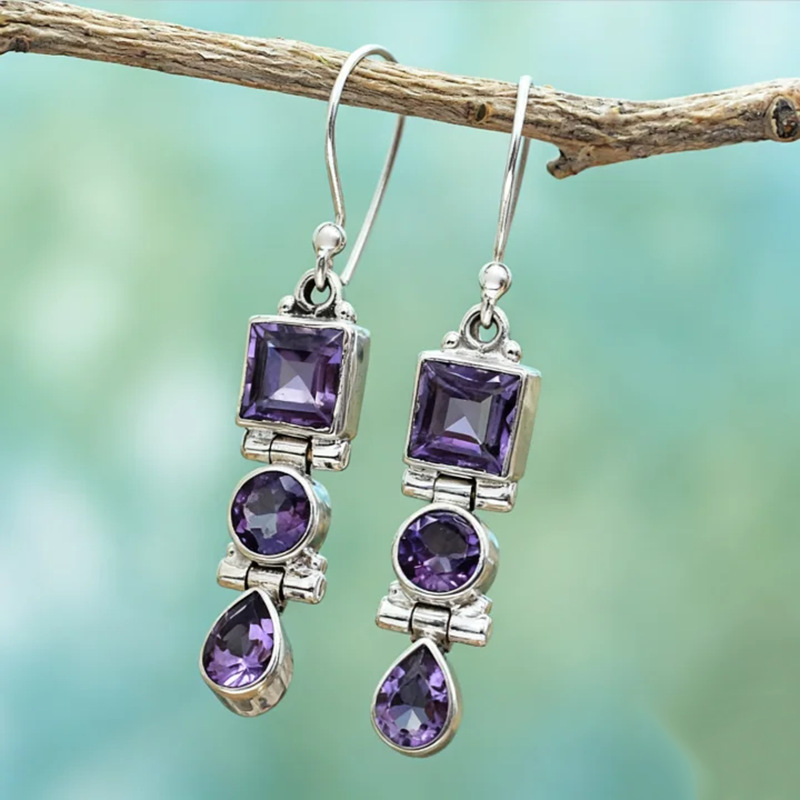 Electroplated Metal Oval Earrings - Side View