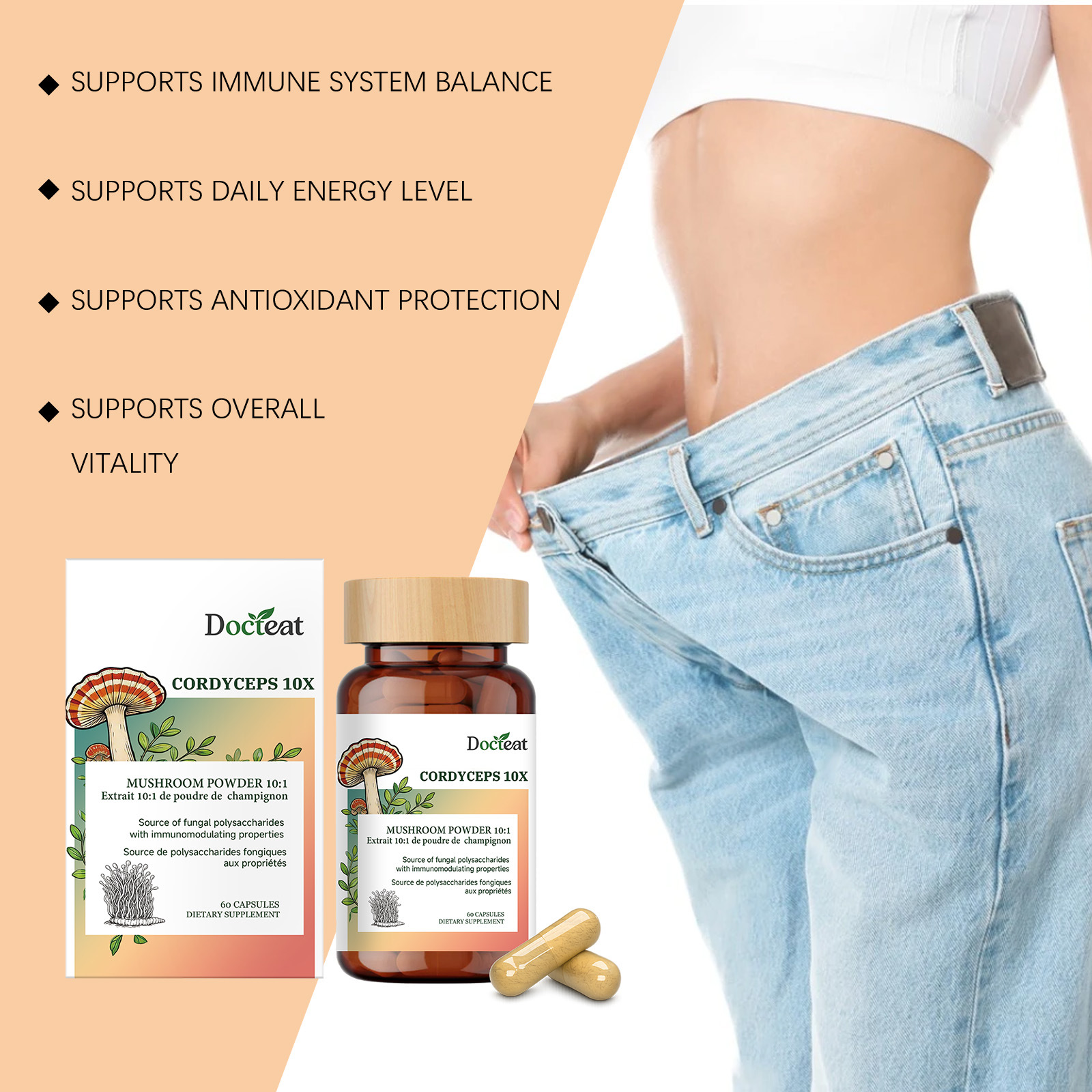 Lion's Mane & Cordyceps Mushroom Capsules – Cognitive & Immune Support, Third-Party Tested