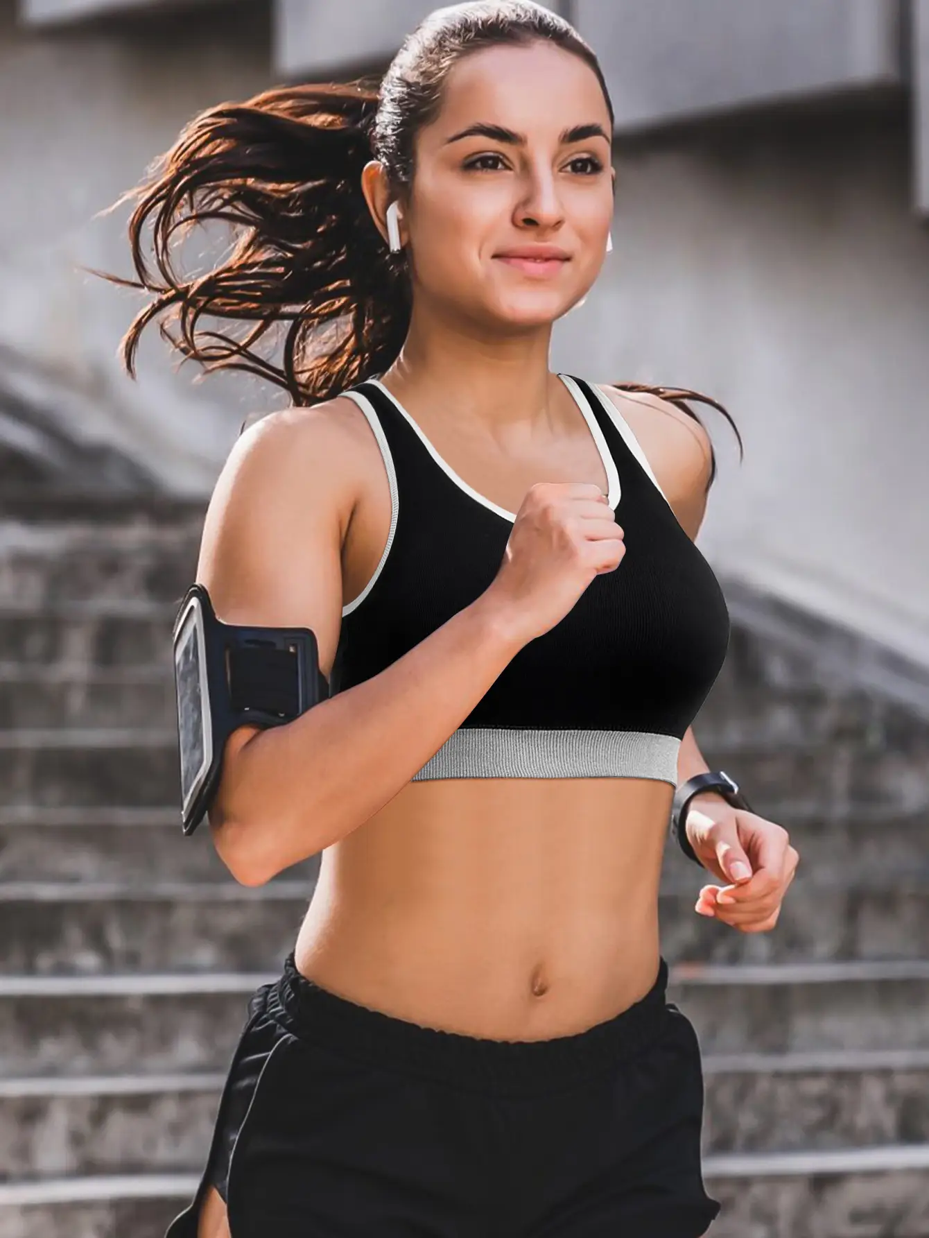 Plus-size Tank-style Bra With Outerwear Fitness Running Shorts