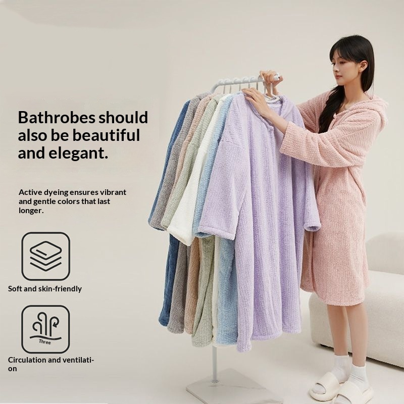 Hooded Bathrobe Women's Wearable Pajamas