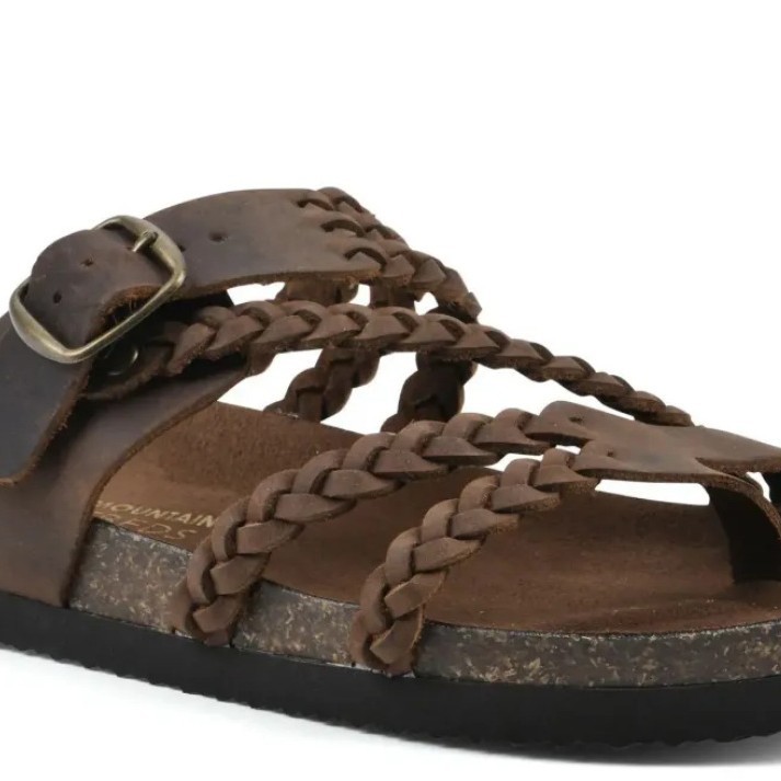 Women's Woven Strappy Flat Sandals - Brown - Sarah Express