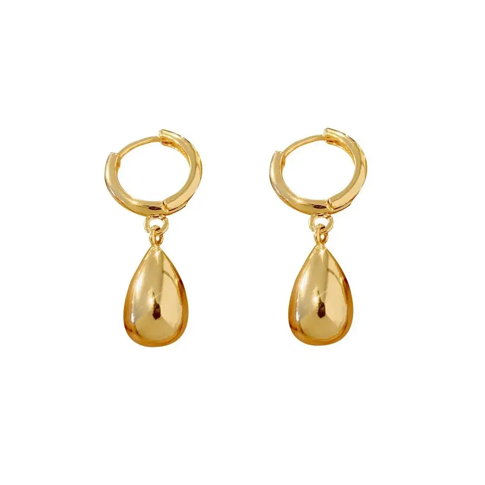 18K Gold-Plated Matte Brushed Waterdrop Earrings For Women