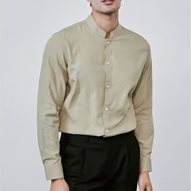 Casual Chinese-style Artistic Long-sleeve Mandarin-collar Shirt